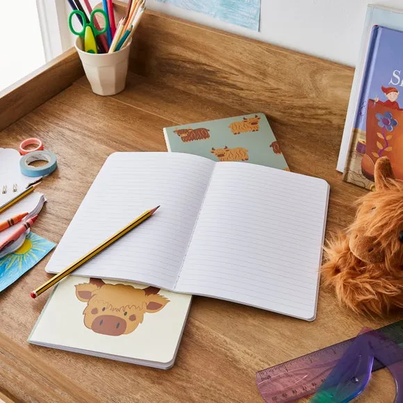 Set of 3 A5 Notebooks Highland Cow - Multicolor