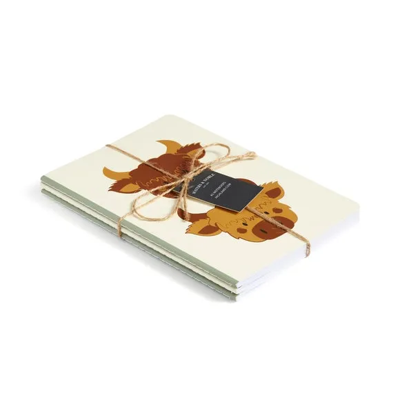 Set of 3 A5 Notebooks Highland Cow - Multicolor