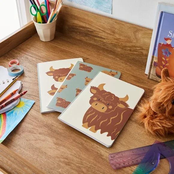 Set of 3 A5 Notebooks Highland Cow - Multicolor image