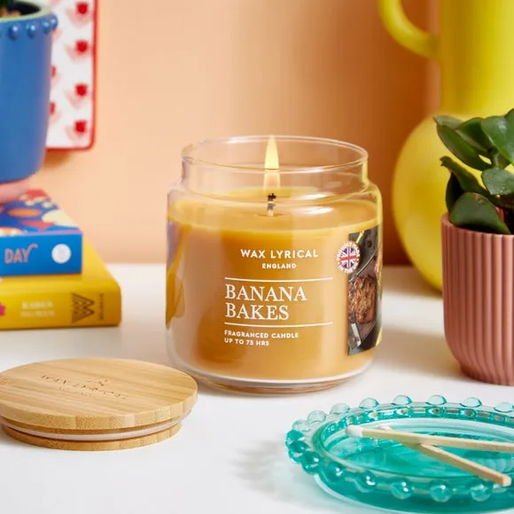 Jar Candle with Bamboo Lid - Yellow, Glass image