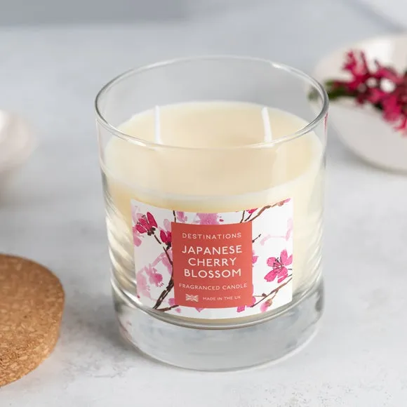 Multi Wick Candle Cherry Blossom - Pink, Glass