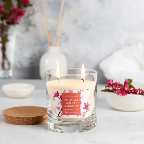 Multi Wick Candle Cherry Blossom - Pink, Glass image