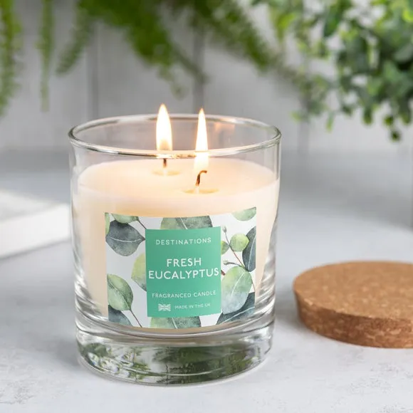 Multi Wick Candle Fresh Eucalyptus - Green, Glass