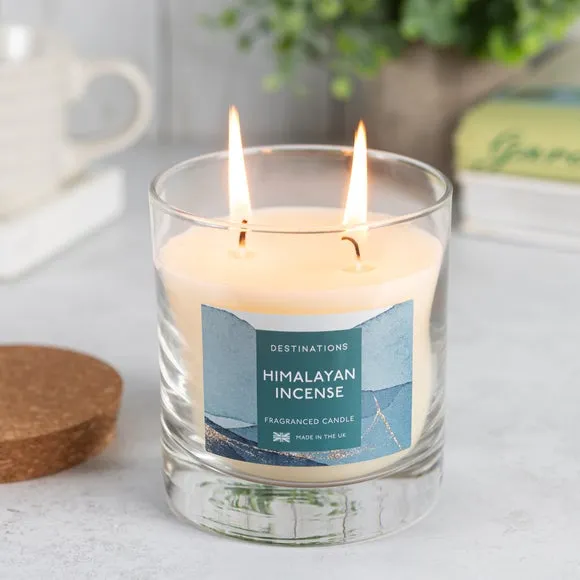 Multi Wick Candle with Lid - Blue, Glass