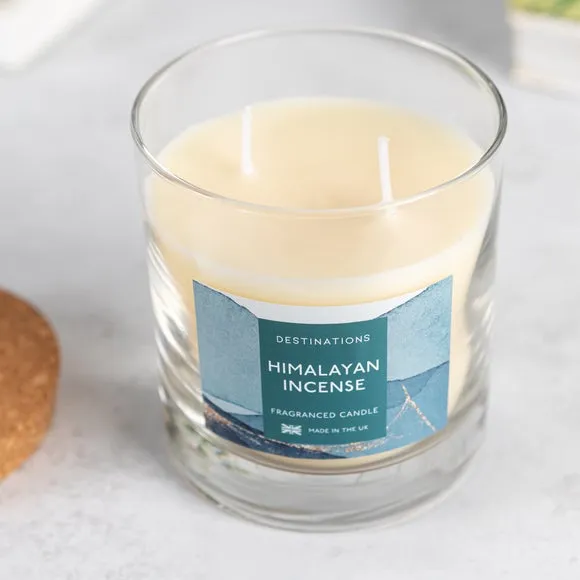 Multi Wick Candle with Lid - Blue, Glass