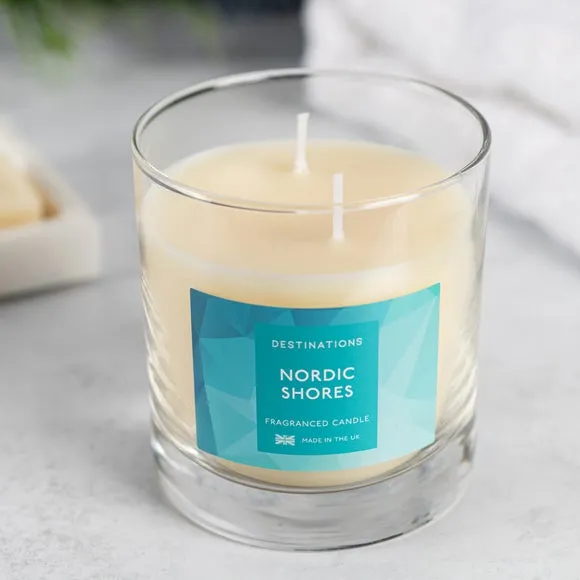 Multi Wick Candle with Lid - Blue, Glass