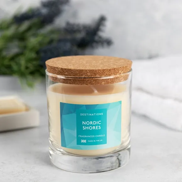 Multi Wick Candle with Lid - Blue, Glass