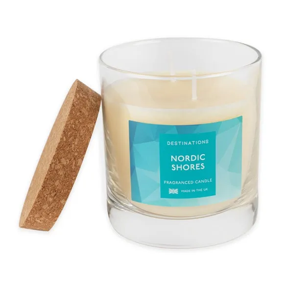 Multi Wick Candle with Lid - Blue, Glass