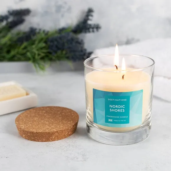 Multi Wick Candle with Lid - Blue, Glass image