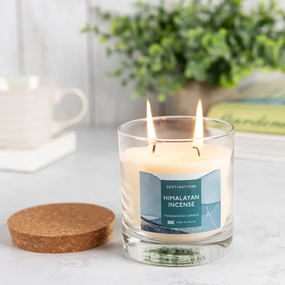 Multi Wick Candle with Lid - Blue, Glass image