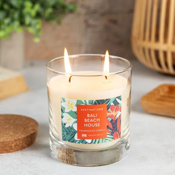 Multi Wick Candle with Lid - Orange, Glass