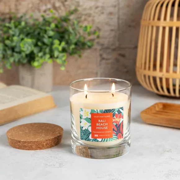 Multi Wick Candle with Lid - Orange, Glass image