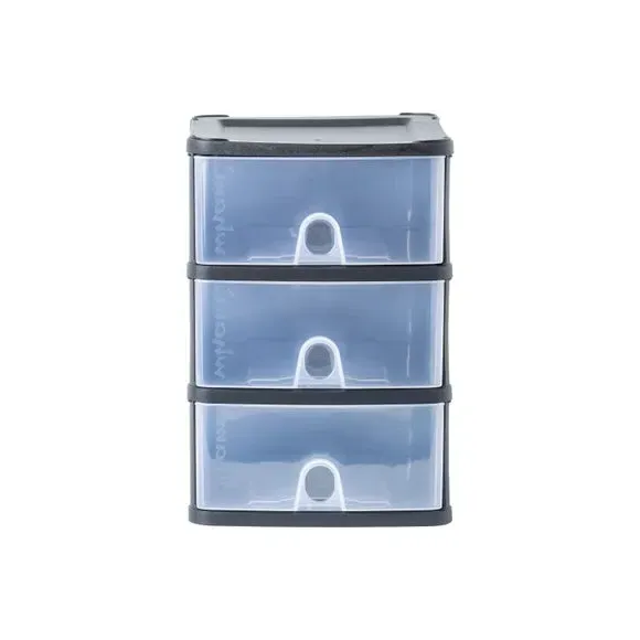 3-Drawer Storage Tower Unit - Black, Plastic