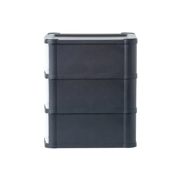 3-Drawer Storage Tower Unit - Black, Plastic
