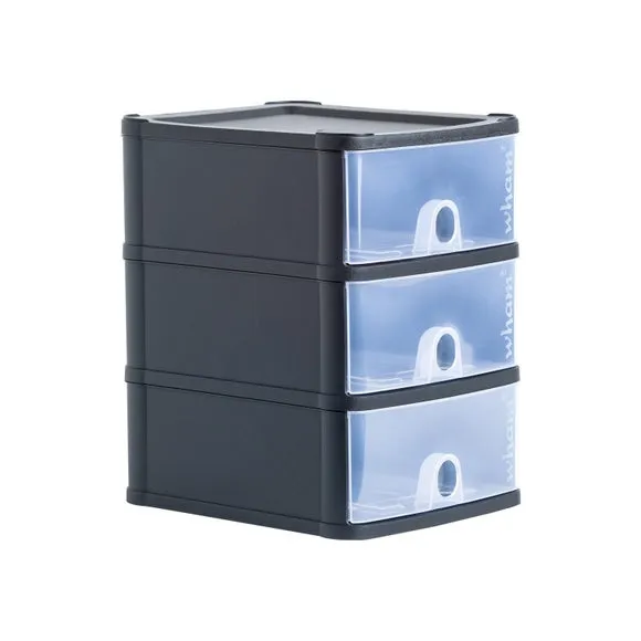 3-Drawer Storage Tower Unit - Black, Plastic