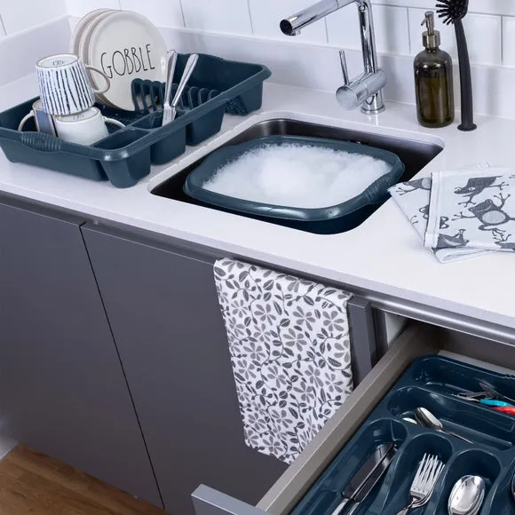 3-Piece Kitchen Set with Drainer - Navy, Plastic image