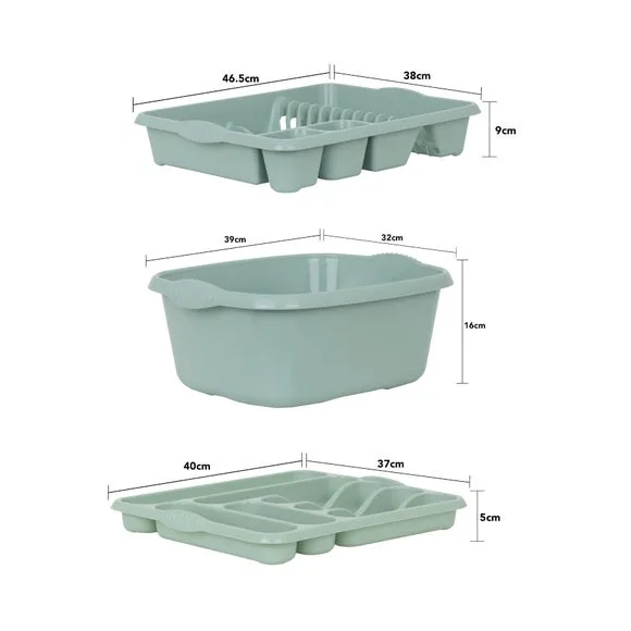 3-Piece Kitchen Set with Drainer - Sage