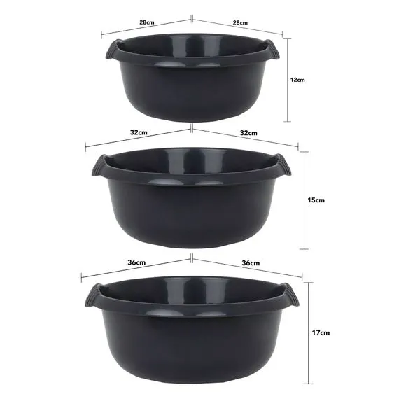 3-Piece Round Bowl Set - Midnight