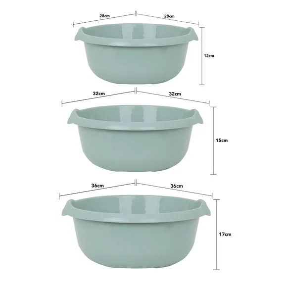 3-Piece Round Bowl Set - Sage