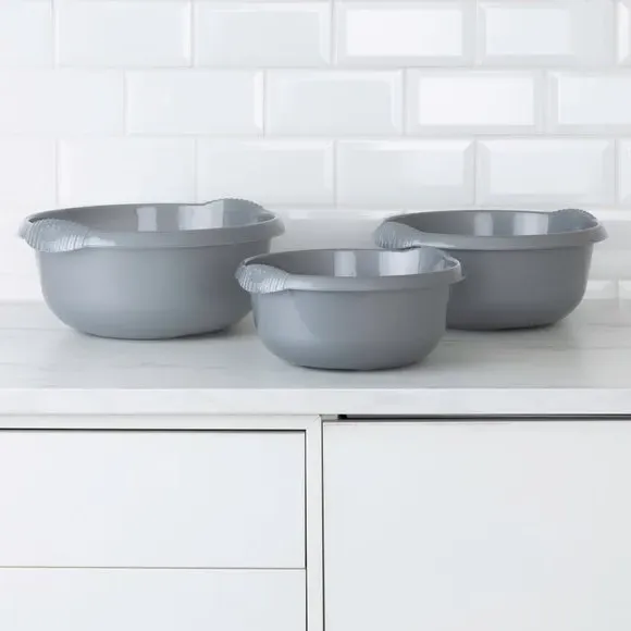 3-Piece Round Bowl Set - Silver