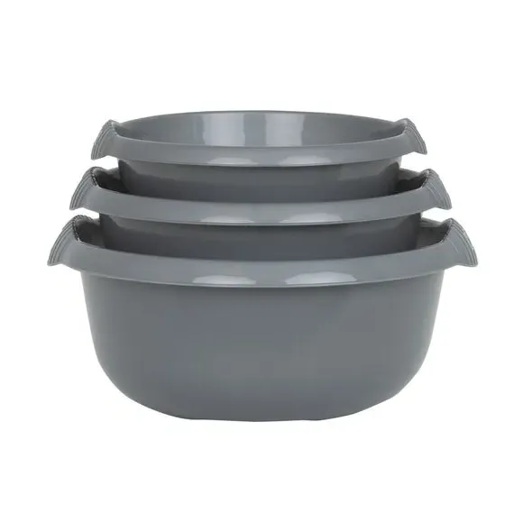 3-Piece Round Bowl Set - Silver