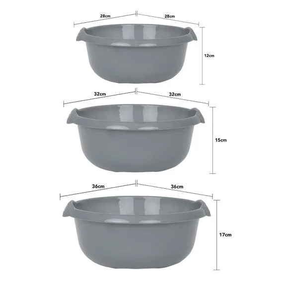 3-Piece Round Bowl Set - Silver