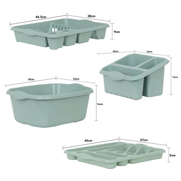 4-Piece Kitchen Set with Drainer - Sage