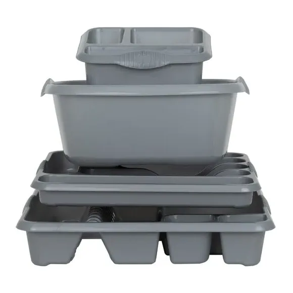 4-Piece Kitchen Set with Drainer - Silver