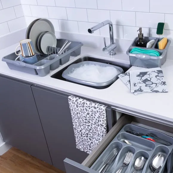 4-Piece Kitchen Set with Drainer - Silver