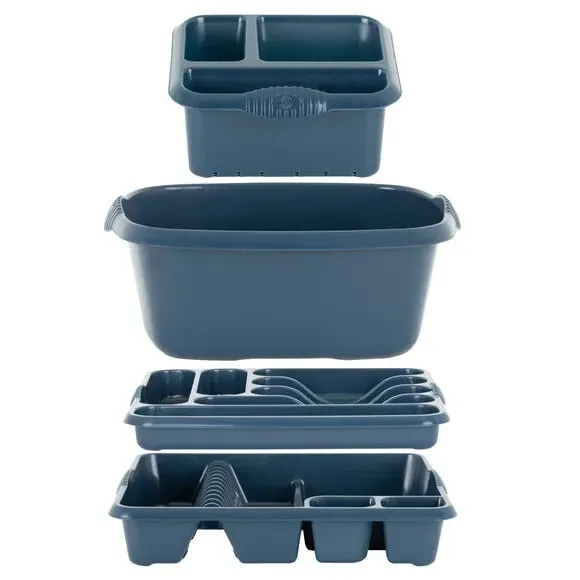 4-Piece Kitchen Set with Organizer - Navy, Plastic