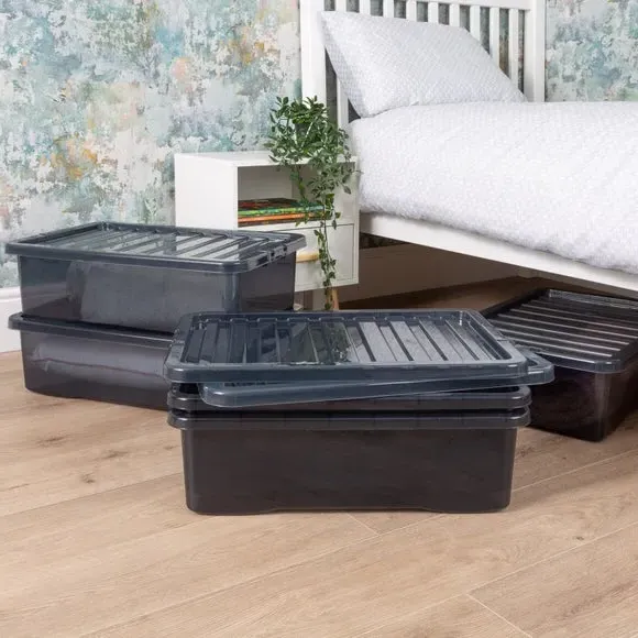 5-Piece Underbed Storage Boxes - Black, Plastic image