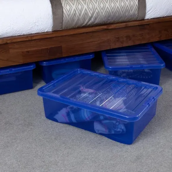 5-Piece Underbed Storage Boxes - Blue, Plastic