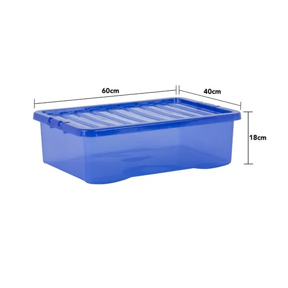 5-Piece Underbed Storage Boxes - Blue, Plastic