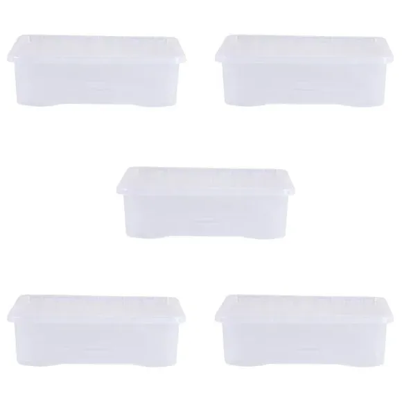 5-Piece Underbed Storage Boxes - Clear, Plastic