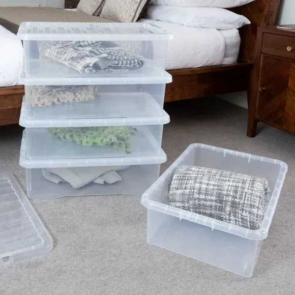 5-Piece Underbed Storage Boxes - Clear, Plastic