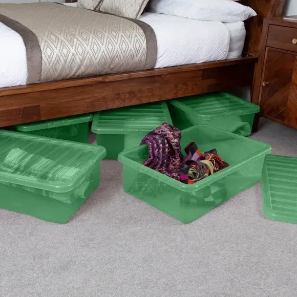 5-Piece Underbed Storage Boxes - Green, Plastic