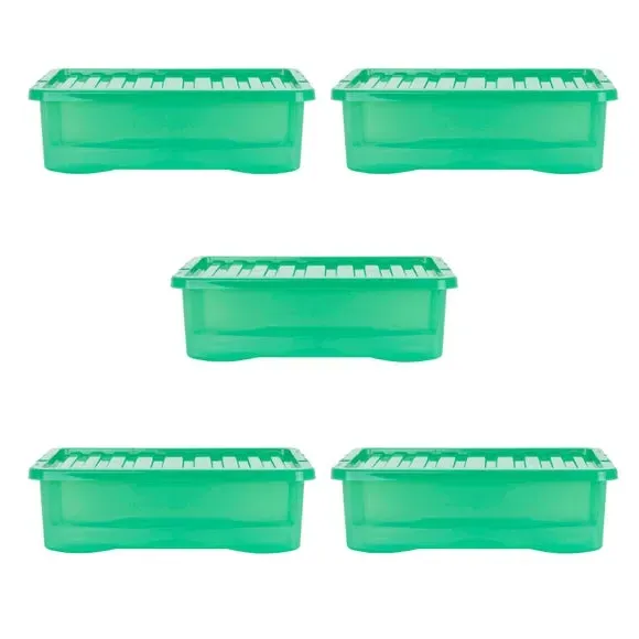 5-Piece Underbed Storage Boxes - Green, Plastic