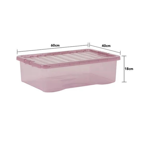 5-Piece Underbed Storage Boxes - Pink, Plastic
