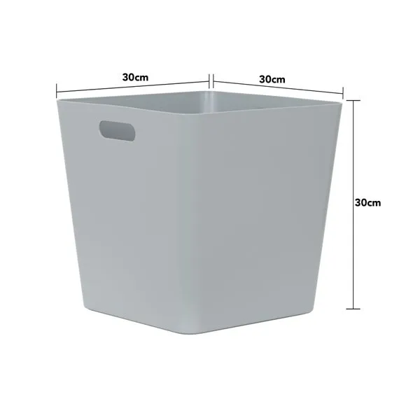 Set of 3 Storage Baskets - Grey, Plastic