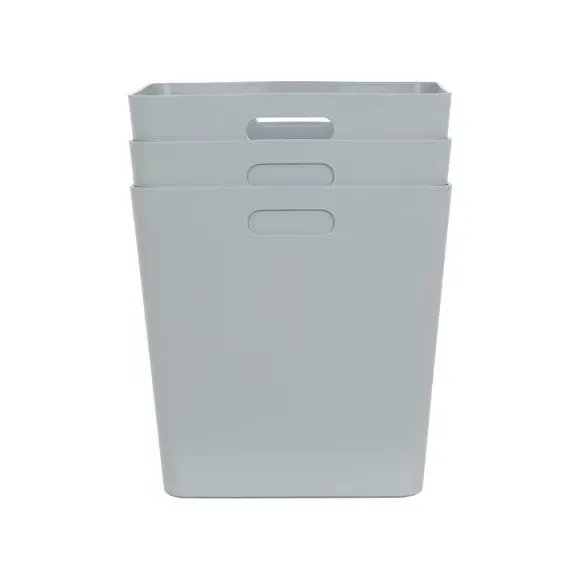 Set of 3 Storage Baskets - Grey, Plastic