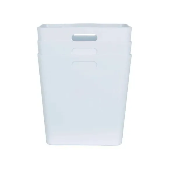 Set of 3 Storage Baskets - White, Plastic