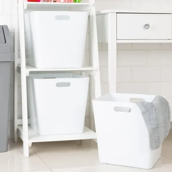 Set of 3 Storage Baskets - White, Plastic