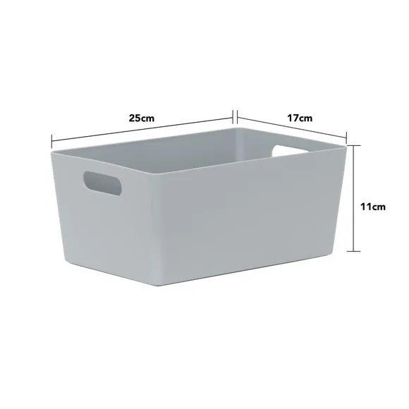 Set of 4 Storage Baskets with Handles - Grey