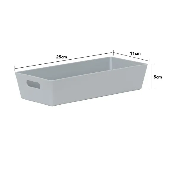 Set of 4 Storage Baskets with Handles - Grey