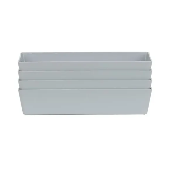 Set of 4 Storage Baskets with Handles - Grey