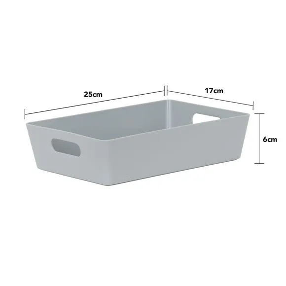 Set of 4 Storage Baskets with Handles - Grey