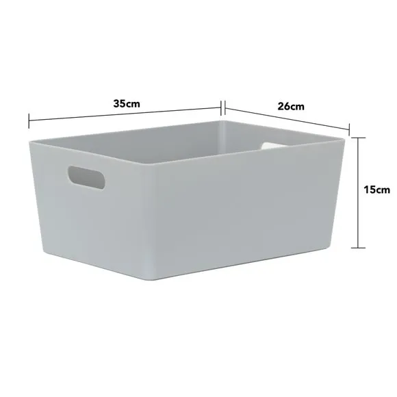 Set of 4 Storage Baskets with Handles - Grey