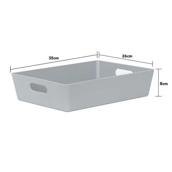 Set of 4 Storage Baskets with Handles - Grey