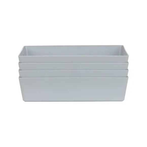 Set of 4 Storage Baskets with Handles - Grey
