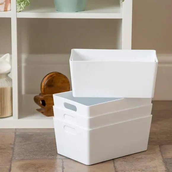 Set of 4 Storage Baskets with Handles - White